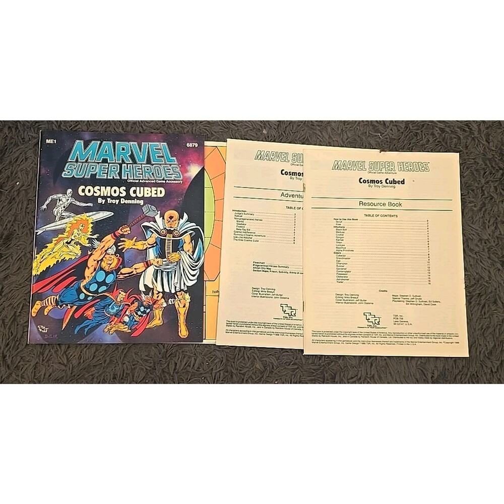 TSR Marvel Super Heroes - ME1: COSMOS CUBED (6879) 1988 Complete 2 books & Map